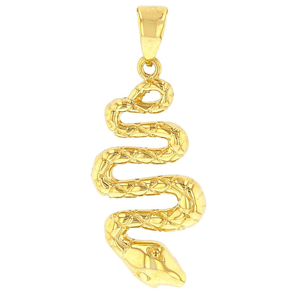 14K Yellow Gold Polished Snake Animal Pendant