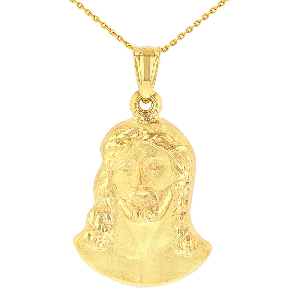 Gold Jesus Face Pendant Necklace