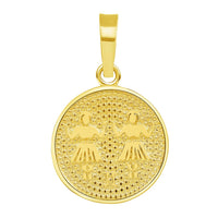Load image into Gallery viewer, 14k Yellow Gold Tiny Round Zodiac Sign Charm Horoscope Pendant
