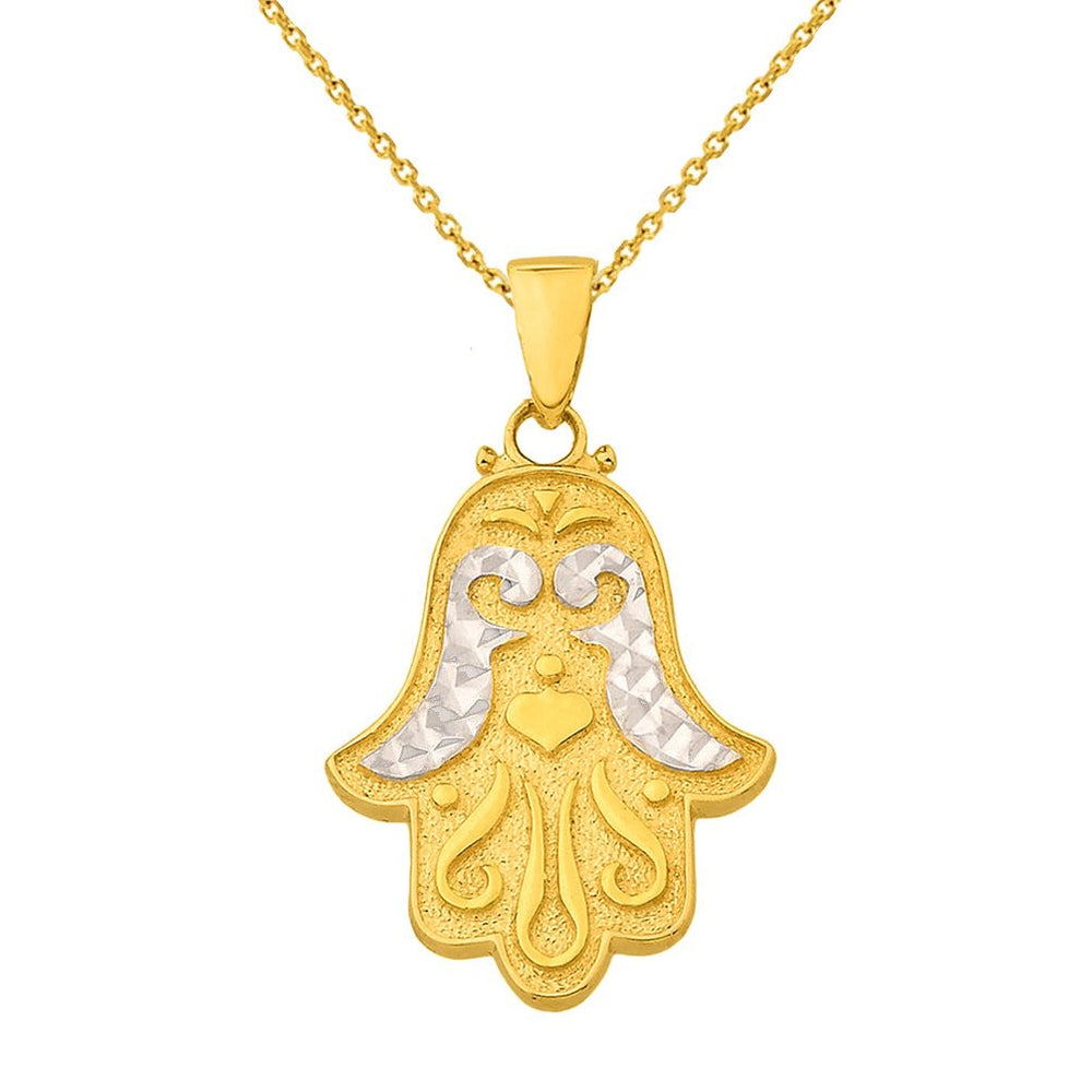 14K Yellow Gold Hand of Fatima Necklace