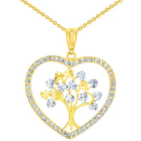 Load image into Gallery viewer, Gold Textured Heart Shaped Tree of Life Pendant Necklace
