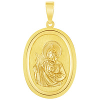 Load image into Gallery viewer, 14k Yellow Gold Oval Miraculous Medal of Saint Jude Thaddeus the Apostle Pendant Necklace
