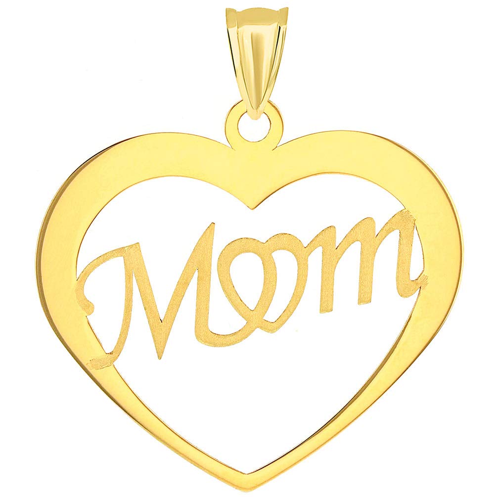 14k gold mom heart pendant | mom heart pendant gold
