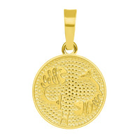 Load image into Gallery viewer, 14k Yellow Gold Tiny Round Zodiac Sign Charm Horoscope Pendant
