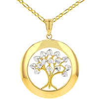 Load image into Gallery viewer, 14K Yellow Gold Round Tree of Life Figaro Necklace
