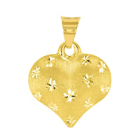 Load image into Gallery viewer, Polished 14K Yellow Gold Satin Heart with Star Texture Charm Pendant Necklace
