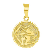 Load image into Gallery viewer, 14k Yellow Gold Tiny Round Zodiac Sign Charm Horoscope Pendant
