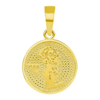 Load image into Gallery viewer, 14k Yellow Gold Tiny Round Zodiac Sign Charm Horoscope Pendant
