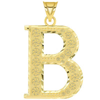Load image into Gallery viewer, 14k Yellow Gold Textured Uppercase Initial Letter Pendant with Eternity Symbols
