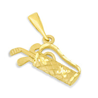 Load image into Gallery viewer, 14k Yellow Gold Set of Golf Clubs in a Sunday Carry Bag Charm Sports Pendant with Curb Chain Necklace
