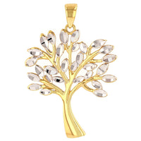 Load image into Gallery viewer, Solid 14K Yellow Gold Textured Elegant Tree of Life Pendant Necklace
