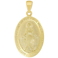 Load image into Gallery viewer, Solid 14k Yellow Gold Small Classic Miraculous Medallion of the Virgin Mary Pendant with Curb Chain Necklace
