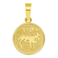 Load image into Gallery viewer, 14k Yellow Gold Tiny Round Zodiac Sign Charm Horoscope Pendant

