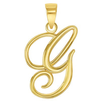 Load image into Gallery viewer, 14k Yellow Gold Elegant Script Letter G Cursive Initial Charm with Safety Pin Brooch
