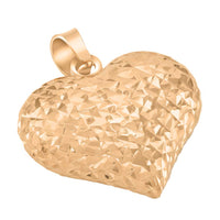 Load image into Gallery viewer, 14karat Rose Gold Sparkle Cut Puffed Heart Charm Pendant Necklace
