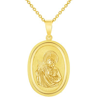 Load image into Gallery viewer, 14k Yellow Gold Oval Miraculous Medal of Saint Jude Thaddeus the Apostle Pendant Necklace
