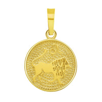 Load image into Gallery viewer, 14k Yellow Gold Tiny Round Zodiac Sign Charm Horoscope Pendant
