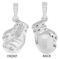 Load image into Gallery viewer, High Polish 14k White Gold 3D Single Boxing Glove Charm Sports Pendant Necklace
