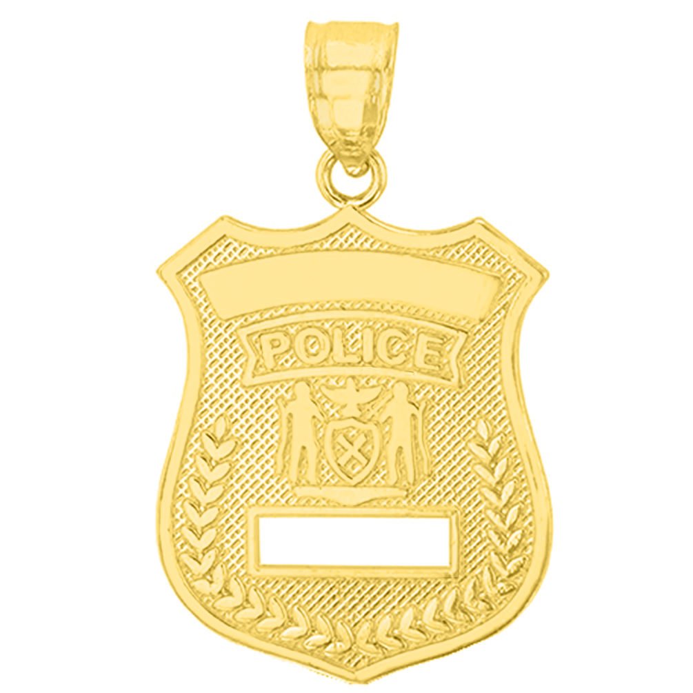 Products Solid 14K Yellow Gold Police Officer Badge Pendant