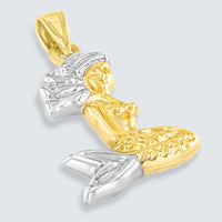 Load image into Gallery viewer, High Polish 14K Yellow Gold 3D Mermaid Charm Pendant Necklace
