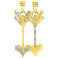 Load image into Gallery viewer, 14k Yellow Gold Cubic-Zirconia Vertical Cupid&#39;s Love Arrow Pendant (Reversible)
