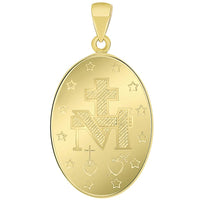 Load image into Gallery viewer, Solid 14k Yellow Gold Small Classic Miraculous Medallion of the Virgin Mary Pendant with Curb Chain Necklace
