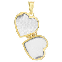 14k Gold Plain and Simple Heart Love Locket Pendant with Curb Chain  Necklace - Yellow Gold
