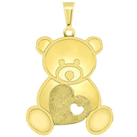 Load image into Gallery viewer, 14k Yellow Gold Teddy Bear Holding Heart Pendant
