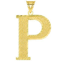 Load image into Gallery viewer, 14k Yellow Gold Textured Uppercase Initial Letter Pendant with Eternity Symbols
