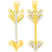 Load image into Gallery viewer, 14K Yellow Gold Reversible CZ Love Arrow Pendant
