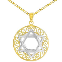 Load image into Gallery viewer, Filigree Star 3d Pendant Figaro Necklace

