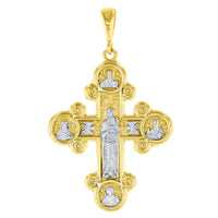 Load image into Gallery viewer, 14K Yellow Gold Mary with Jesus Orthodox Cross Pendant
