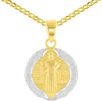 Load image into Gallery viewer, Gold Saint Pendant Cable Chain Cuban Necklace
