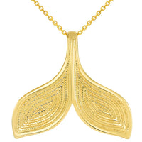 Load image into Gallery viewer, 14k Yellow Gold Elegant Reversible Whale Tail Charm Pendant Necklace
