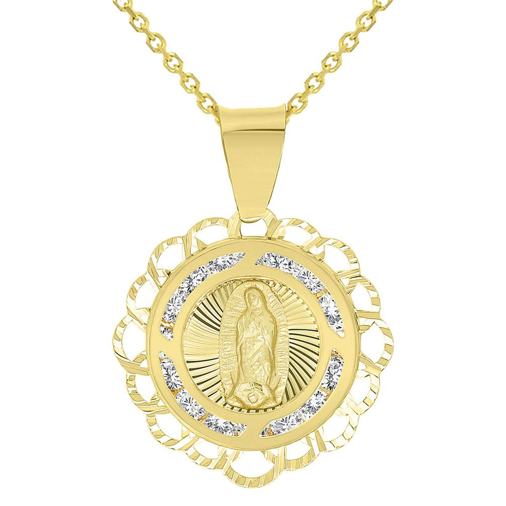 CZ Dainty Our Lady of Guadalupe Miraculous Medallion Charm Pendant Necklace