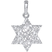 Load image into Gallery viewer, 14k White Gold Textured 3D Jewish Star of David Pendant Necklace
