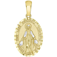 Load image into Gallery viewer, 14k Yellow Gold Traditional Virgin Mary Miraculous Catholic Medal Pendant
