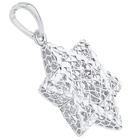 Load image into Gallery viewer, 14k White Gold Textured 3D Jewish Star of David Pendant Necklace

