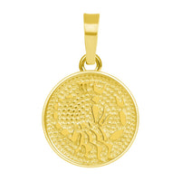Load image into Gallery viewer, 14k Yellow Gold Tiny Round Zodiac Sign Charm Horoscope Pendant
