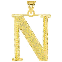 Load image into Gallery viewer, 14k Yellow Gold Textured Uppercase Initial Letter Pendant with Eternity Symbols
