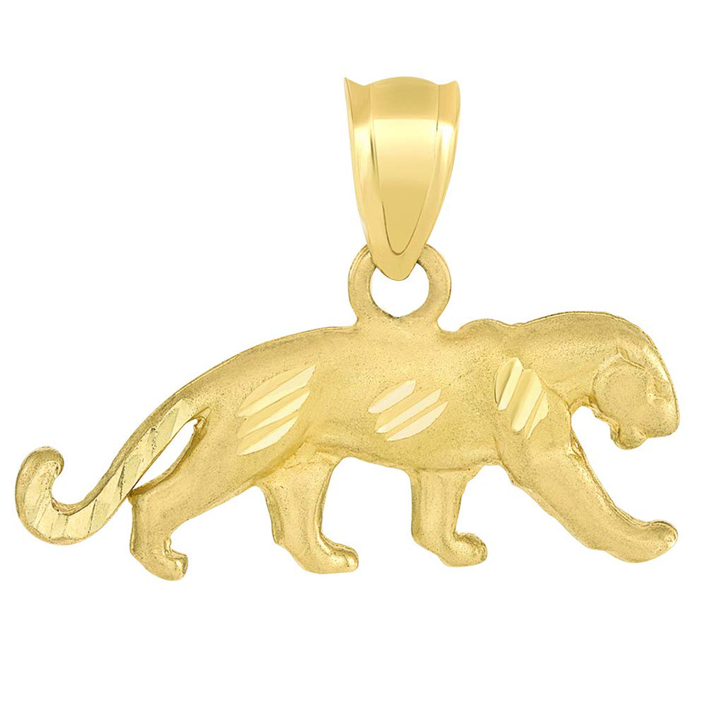 Jewelry America Solid 14k Yellow Gold Textured Panther Charm Animal Pendant