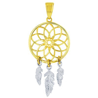 Load image into Gallery viewer, 14k Two-Tone Gold Dreamcatcher Charm Pendant
