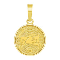 Load image into Gallery viewer, 14k Yellow Gold Tiny Round Zodiac Sign Charm Horoscope Pendant
