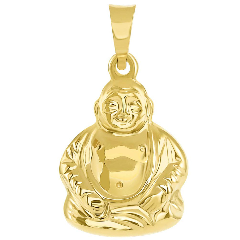 14k Yellow Gold 3D Meditating Buddha Religious Charm Pendant