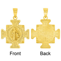Load image into Gallery viewer, Solid 14k Yellow Gold Cross of Holy Father Saint Benedict Pendant (Reversible)
