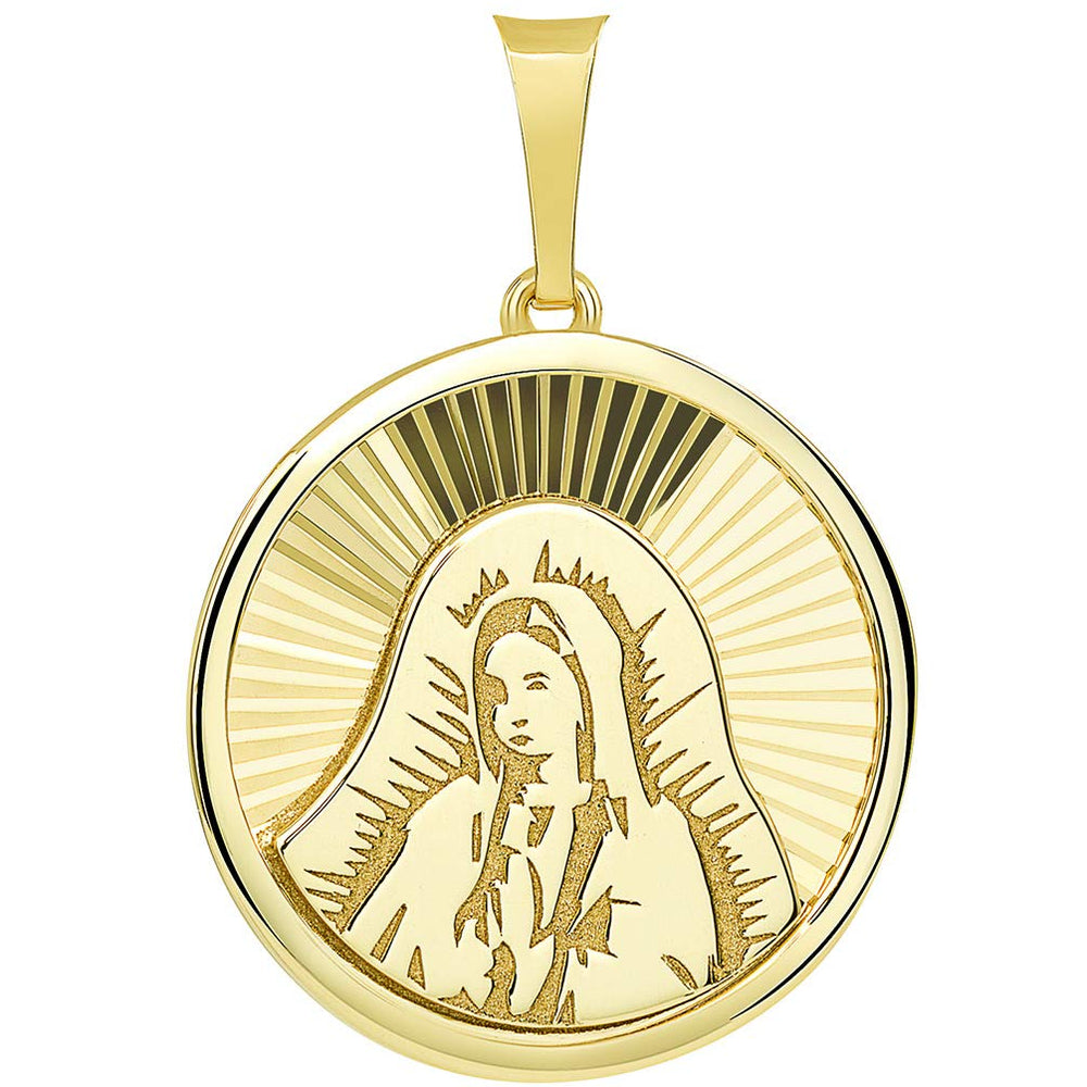 Hand Engraved Our Lady Of Guadalupe Miraculous Round Medal Pendant