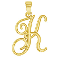 Load image into Gallery viewer, 14k Yellow Gold Elegant Script Letter K Cursive Initial Pendant with Concave Cuban Link Curb Chain Necklace
