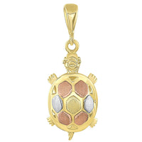 Load image into Gallery viewer, 14K Tri-Color Gold Fancy Turtle Charm Animal Pendant
