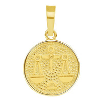Load image into Gallery viewer, 14k Yellow Gold Tiny Round Zodiac Sign Charm Horoscope Pendant
