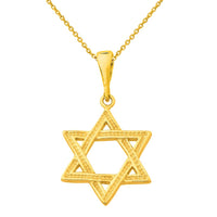 Load image into Gallery viewer, 14k Yellow Gold Jewish Star of David Charm Pendant with Chain Necklace
